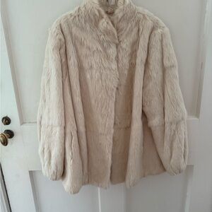 Elegant Cream Rabbit Fur Coat